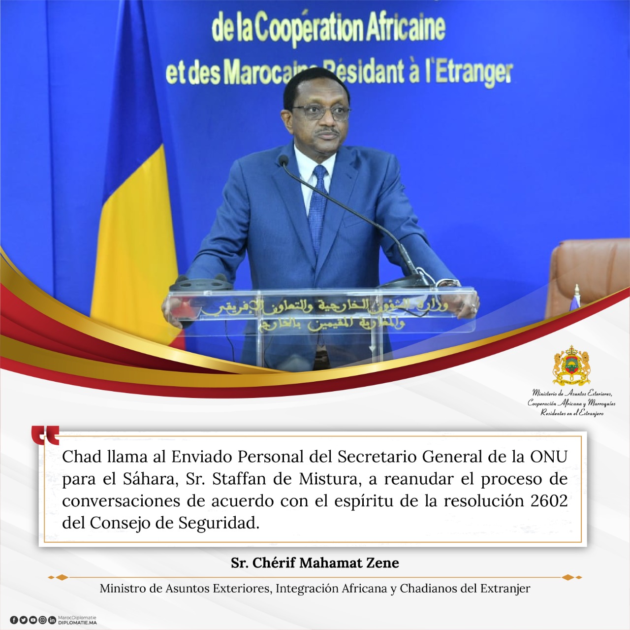 Declaración del Sr. Chérif Mahamat Zene, Ministro de Asuntos Exteriores, Integración Africana y Chadianos del Extranjero
