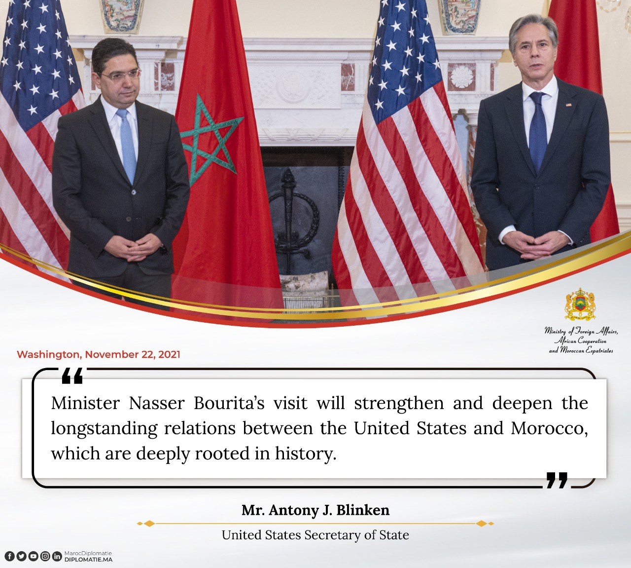 Statement by Mr. Antony J. Blinken, US Secretary of State. 