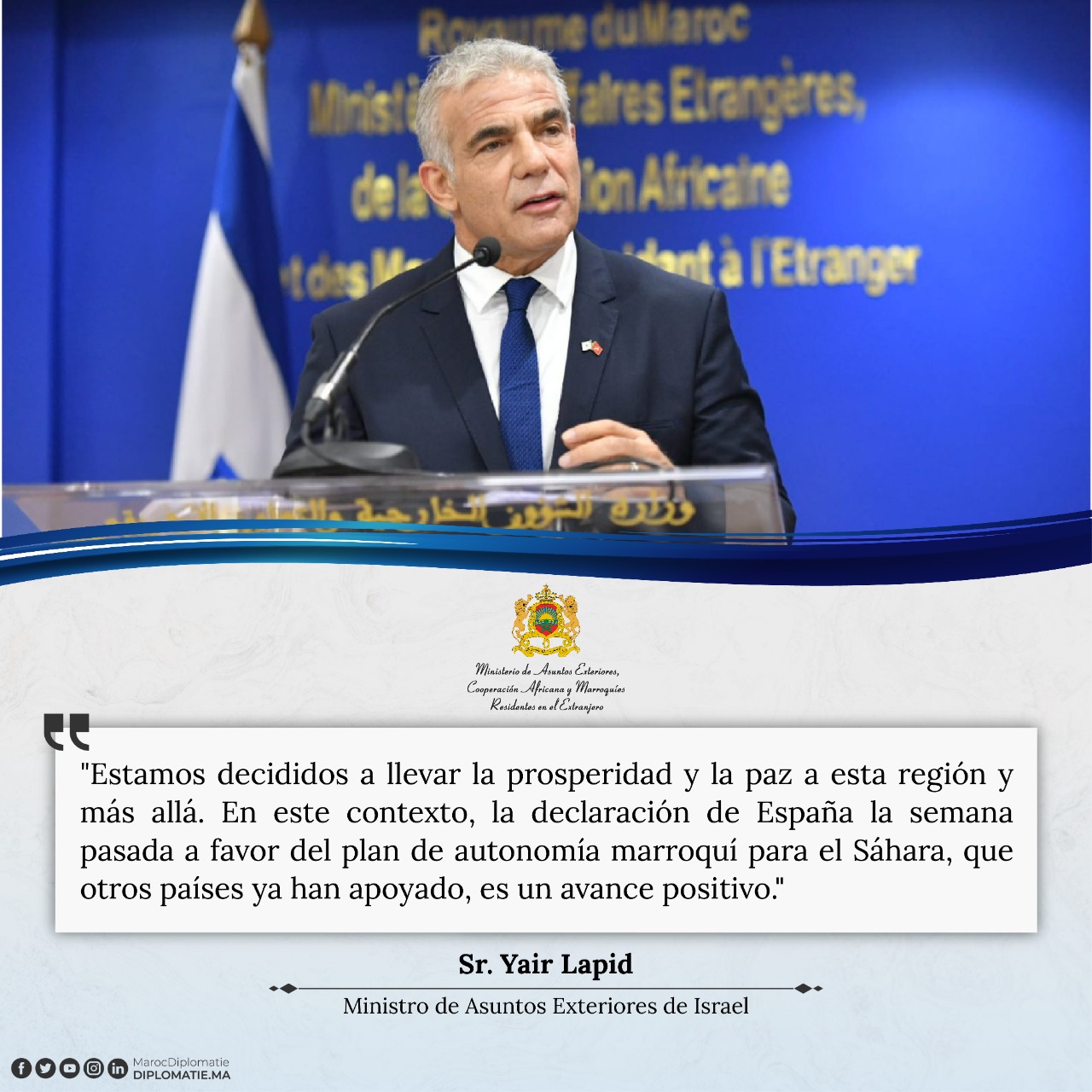 Declaración del Sr. Yair Lapid, Ministro de Asuntos Exteriores de Israel, tras la Cumbre del Néguev en Israel. 