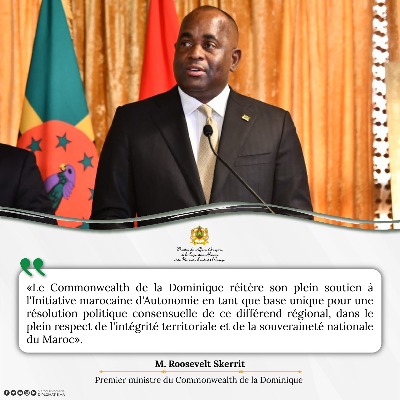 Déclaration du Premier ministre du Commonwealth de la Dominique, M. Roosevelt Skerrit