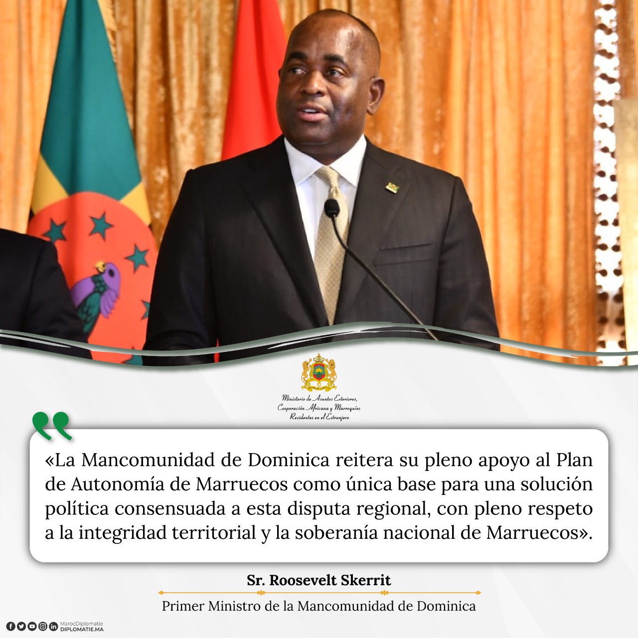 Declaración del Primer Ministro de la Mancomunidad de Dominica, Sr. Roosevelt Skerrit