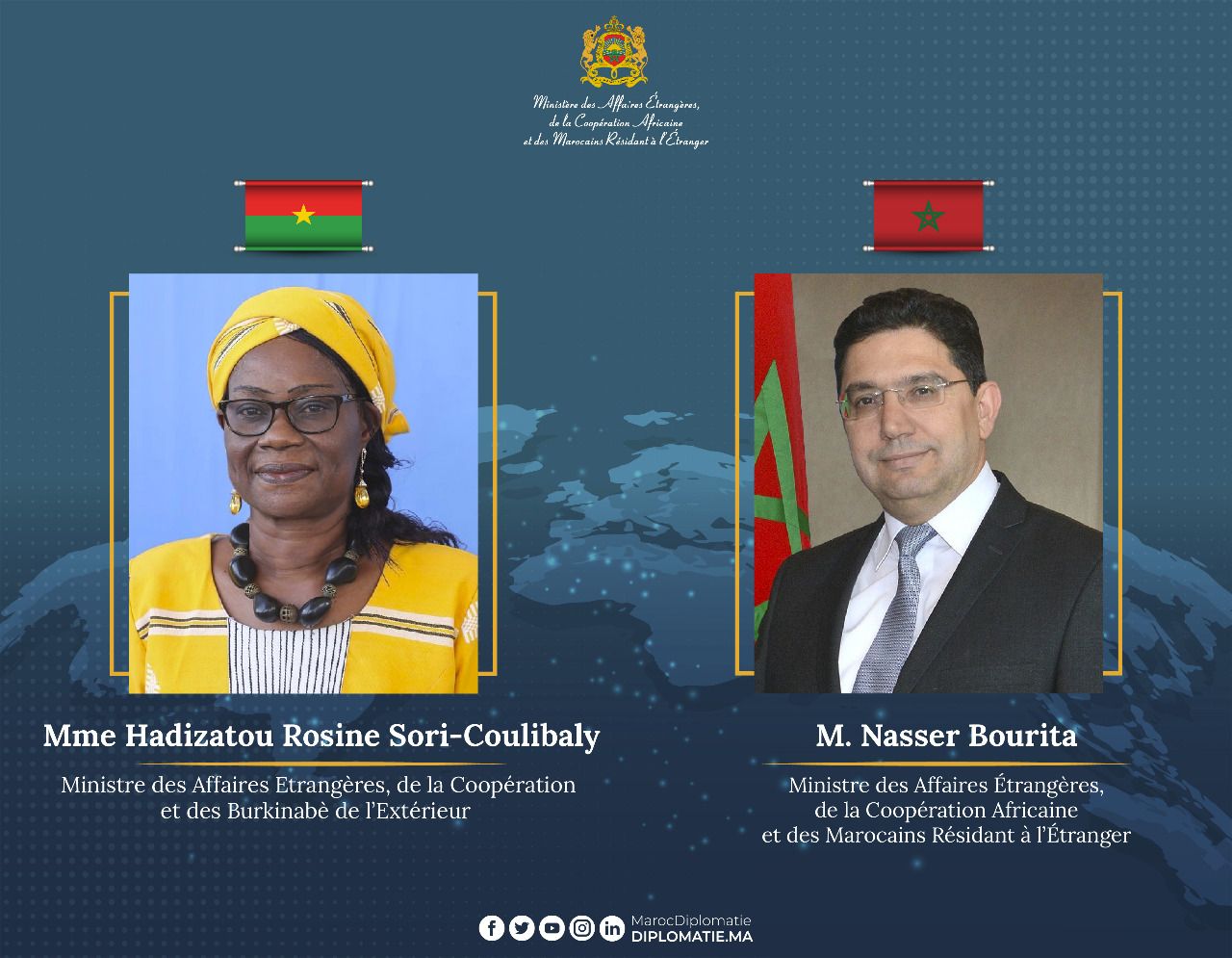 MFA Nasser Bourita Holds Talks with his Burkinabe Counterpart 