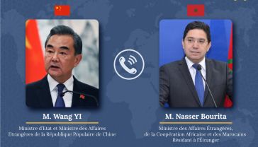 M. Bourita s'entretient avec le Ministre d’Etat et Ministre des Affaires Etrangères de la République Populaire de Chine, M. Wang YI