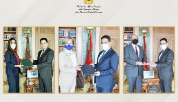 De nouveaux Ambassadeurs présentent à M. Nasser Bourita les copies figurées de leurs lettres de créance